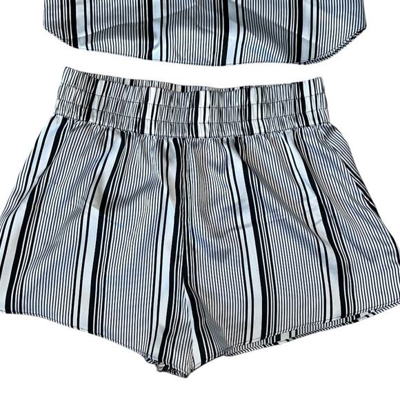 NWOT Victoria’s Secret Ruched-waist Stripe Satin Sleep Short  Lounge Shorts SM - Picture 2 of 6